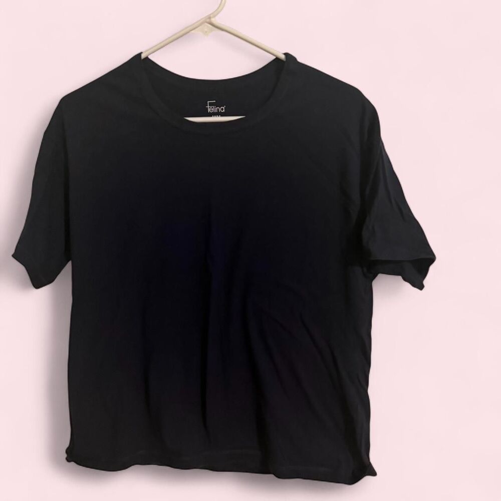 Felina shirt women M black casual loungewear basic crewneck tee